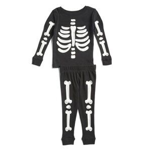 KOMAR KIDS Black Toddler 2pc Glow In The Dark Skeleton Sleep Set